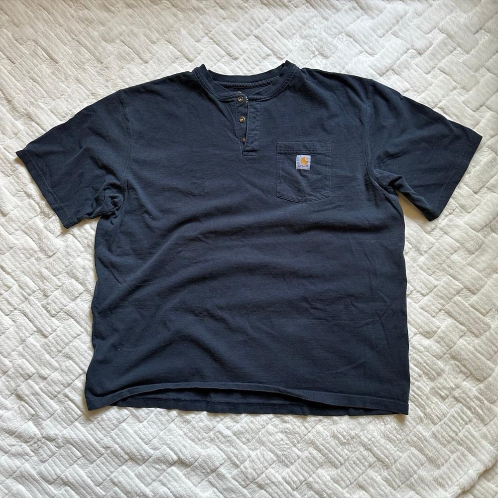 Carhartt Men's Navy Henley Pocket T-Shirt XXL - Picture 3 of 5